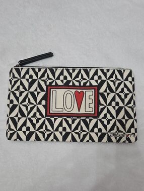 Brighton Black & White LOVE Zip Pouch with Red Heart